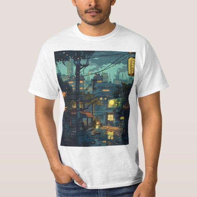 Camiseta Cidade silenciosa de 8 bits (Frente)