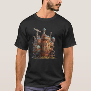 Camiseta Cidade Steampunk FantaSci Retro Engrenagem Mecânic