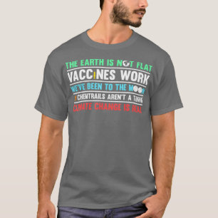 Camiseta Ciência A Terra Não Funciona Com Vacinas Flores