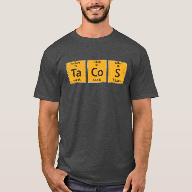 Camiseta Ciência Alimentar Elemento Periódico de T (Frente)