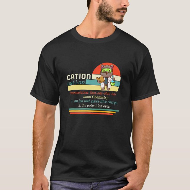Camiseta Ciência - Ciências da Química Pawsitive - Catião d (Frente)