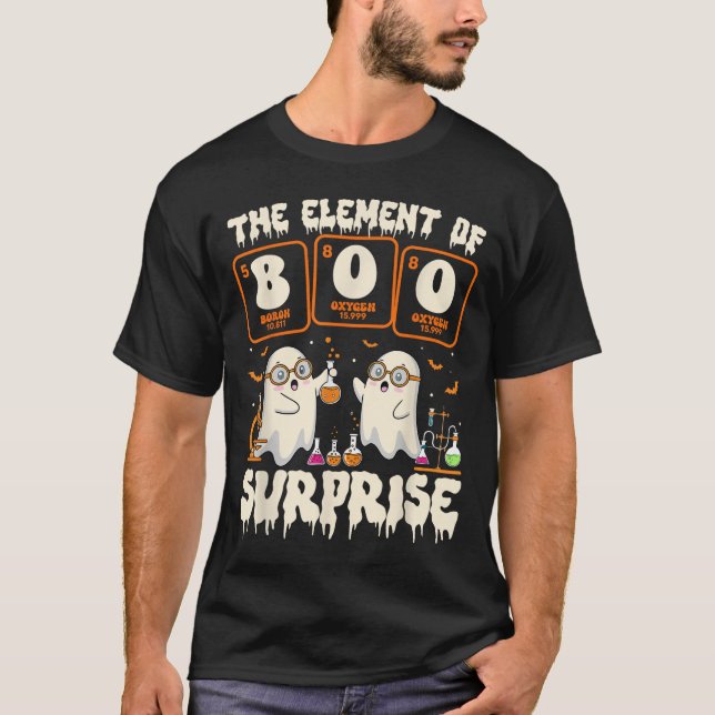 Camiseta Ciência de Halloween Professor Fantasma O Elemento (Frente)