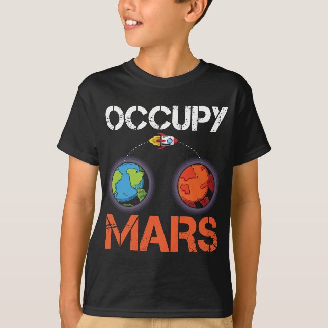 Camiseta Ciência do navio espacial austronauta Occupy Mars (Frente)