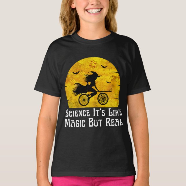 Camiseta ciência é como mágica mas real (Frente)