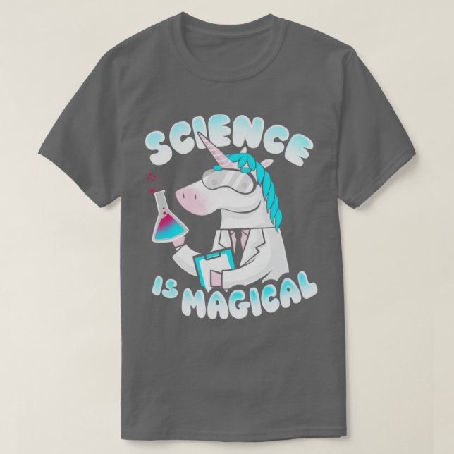 Camiseta Ciência é mágica, magia, funny Lab Unicorn Rainbow (Frente do Design)