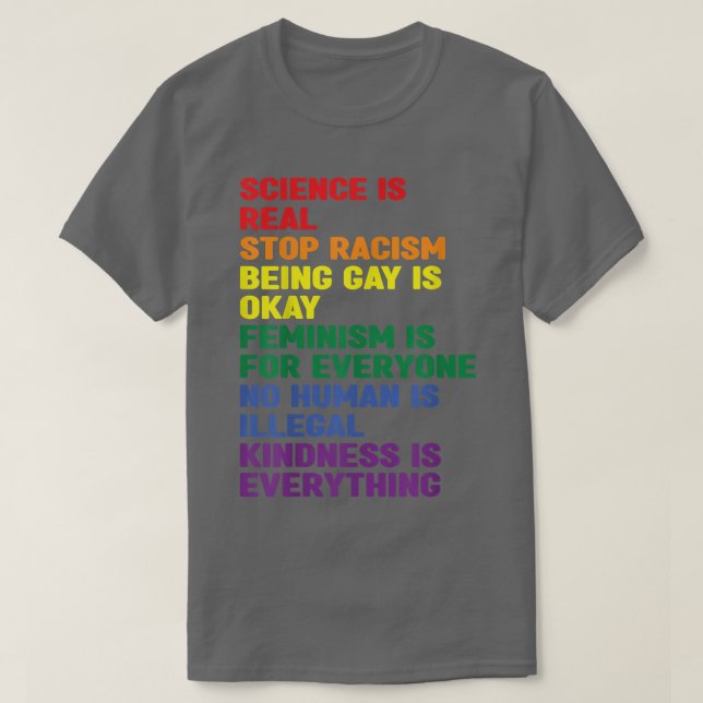 Camiseta Ciência é parar o racismo gay é boa lésbica (Frente do Design)