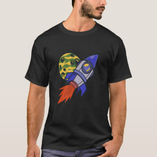 Camiseta ciência espacial foguete lua