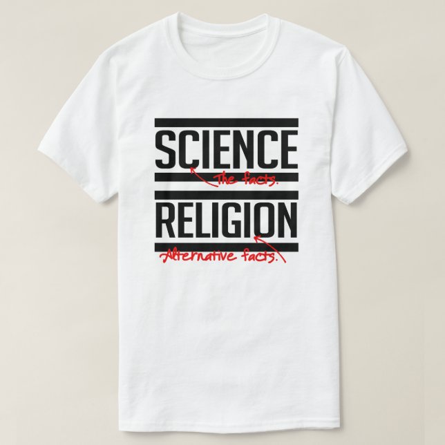 Camiseta Ciência = Fatos e Religião = Fatos do Alternativo (Frente do Design)