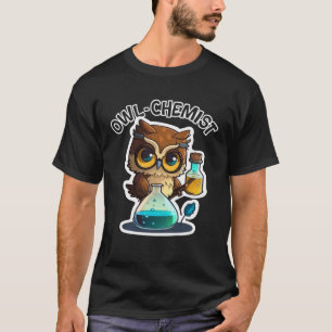 Camiseta Ciência Fofo Química Nerd Coruja Animais Químicos