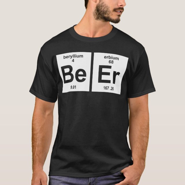 CAMISETA CIÊNCIA IMPRESSA DOS ELEMENTOS DA CERVEJA CIÊNCIA (Frente)