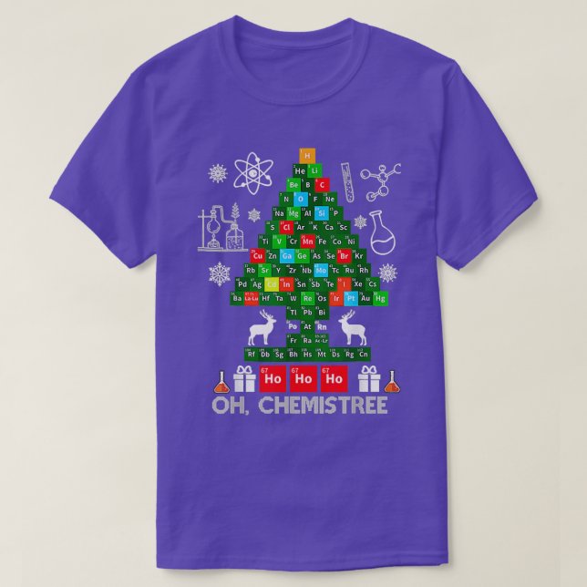 Camiseta Ciência Natal Oh Química Química de Árvore Química (Frente do Design)