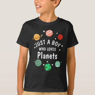Camiseta Ciência Nerd Outer Space Boy que ama planetas