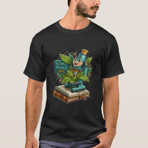Camiseta Ciência Provoca Alegria Microscópio Fofo E Plantas