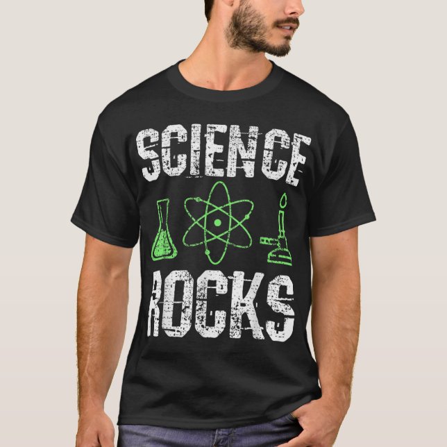 Camiseta Ciência Rocks Biólogo Professor de Física de Quími (Frente)