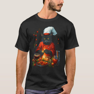 Camiseta Cientista de Alimentos Natal Gato Chef Cozinhando