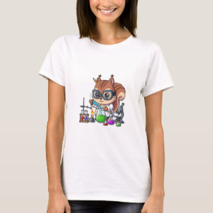 Camiseta Cientista Esquilo Inteligente Realizando Química