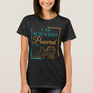 CAMISETA CIENTISTA LABORAL ALIMENTADA POR GATOS E CAFÉ - LA