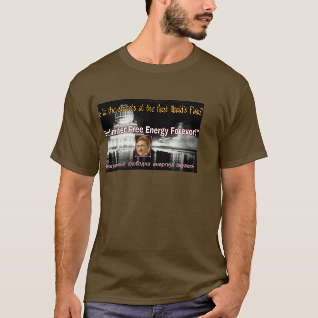 Camiseta Cientista louco de Nikola Tesla da eletricidade (Frente)