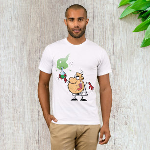 Camiseta Cientista Louco Segurando Frasco Borbulhante Ciênc