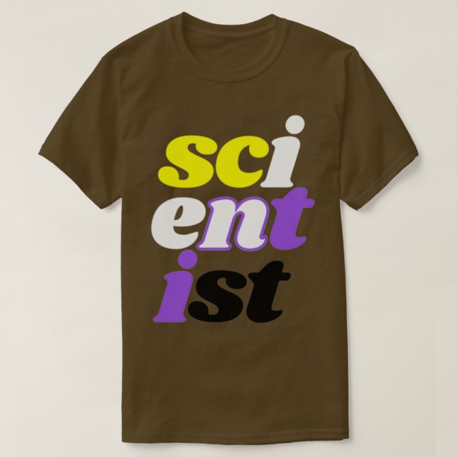 Camiseta cientista não binário vertical sem borda (Frente do Design)
