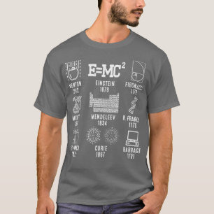 Camiseta Cientistas Famosos Amantes da ciência História da 