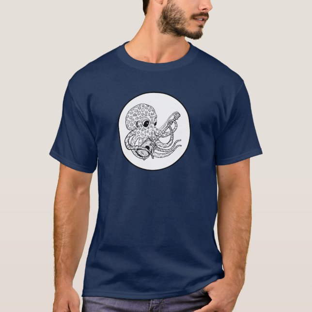Camiseta Cigar Box Guitar picking Octopus (Frente)