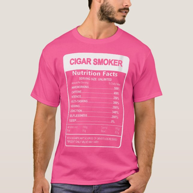 Camiseta Cigar Smoker Nutrition Facts Sarcastic (Frente)