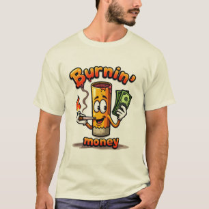 Camiseta Cigarro de desenho engraçado Burnin' Money