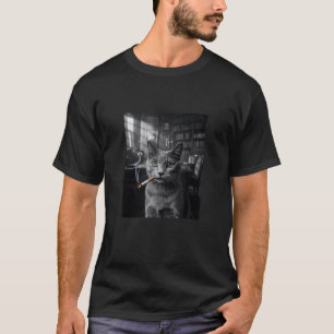 Camiseta Cigarro Engraçado Cigarro Gatinho Gen Z Meme Cat