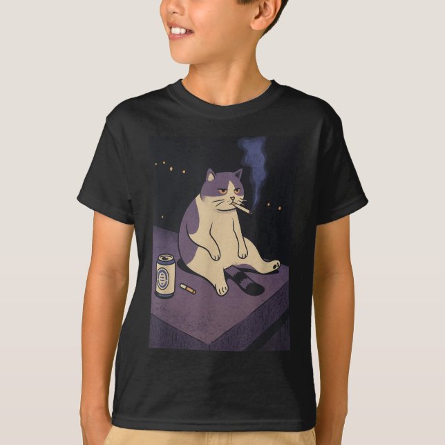 Camiseta Cigarro Gatinho Engraçado Fumar Gato Memória Céreb (Frente)