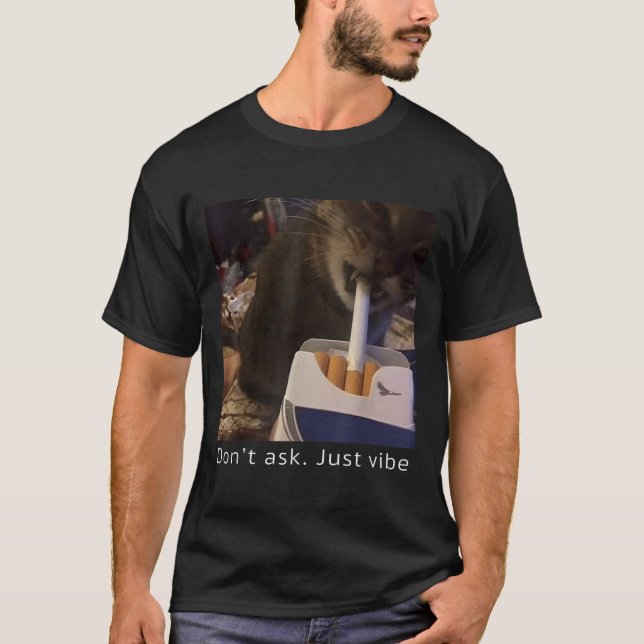 Camiseta Cigarro Gatinho Engraçado Fumar Gato Memória Céreb (Frente)