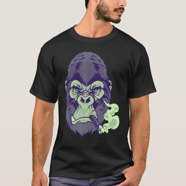 Camiseta Cigarro Média Mint Choc Gorilla Para Caras Noite (Frente)