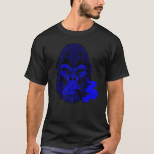 Camiseta Cigarro Meio Azul Escuro Gorila Para Caras Noite