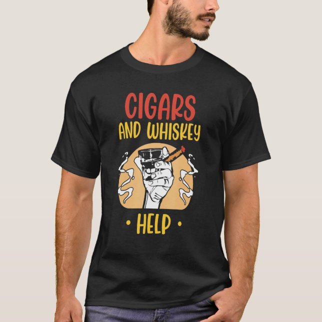 Camiseta Cigars And Whiskey Help Cigar  Whisky (Frente)