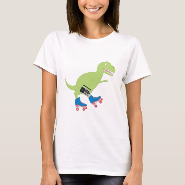 Camiseta Cilindro do Dinossauro, Rastreando, segurando rádi (Frente)