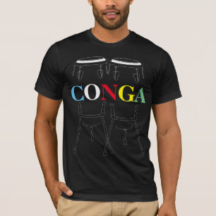 Camiseta Cilindros do Conga e t-shirt preto do texto