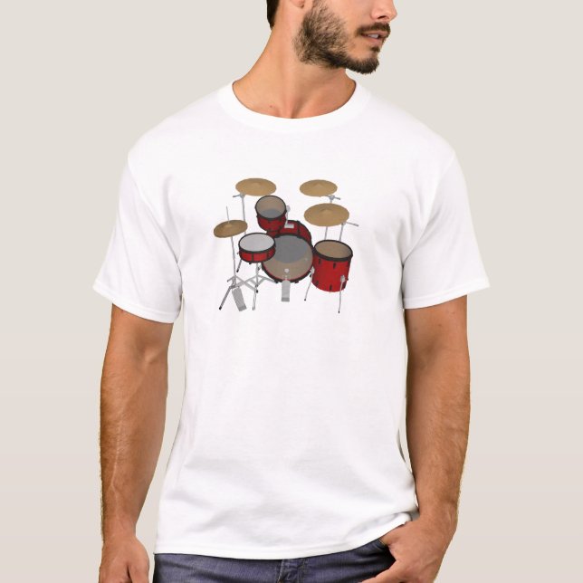 Camiseta Cilindros: Jogo do cilindro vermelho: modelo 3D: (Frente)