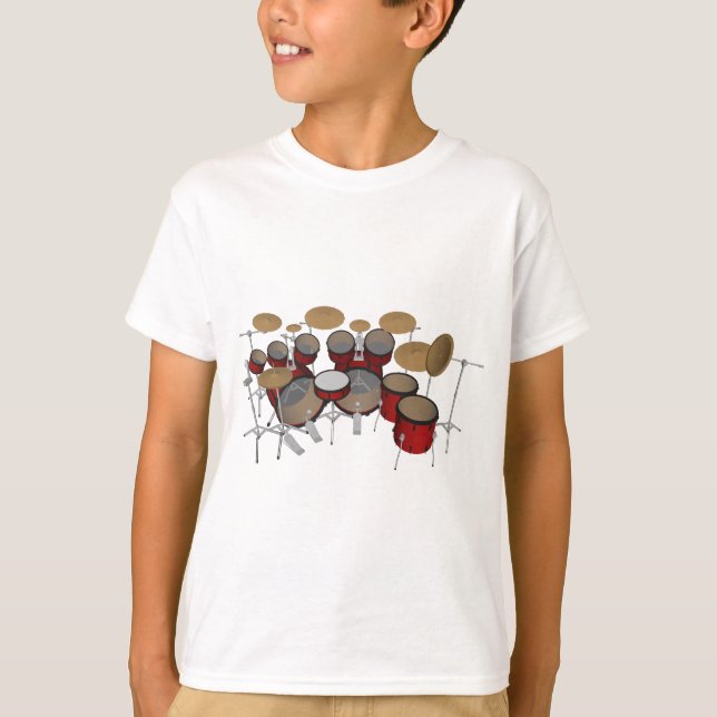 Camiseta Cilindros: Jogo do cilindro vermelho: modelo 3D: (Frente)