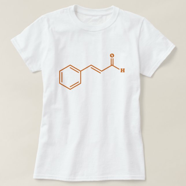 Camiseta Cinamaldeído Cinamaldeído Fórmula Química Molecula (Frente do Design)