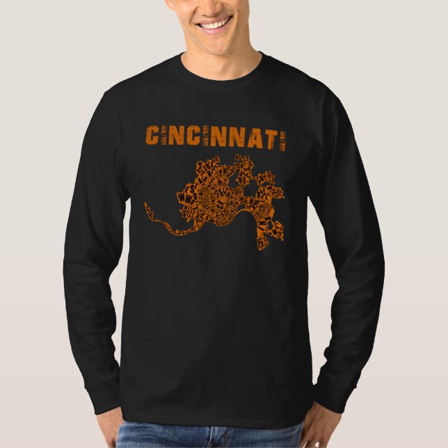 Camiseta Cincinnati City Cincy Orange Map Ohio Travel Souve (Frente)