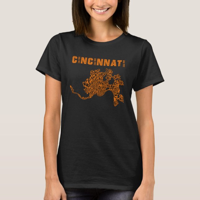 Camiseta Cincinnati City Cincy Orange Map Ohio Viagem Souve (Frente)