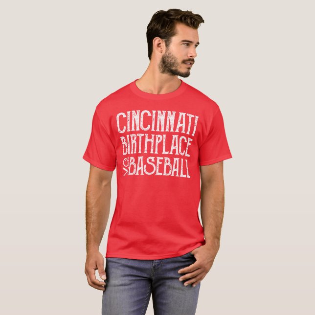 Camiseta Cincinnati: Lugar de nascimento do basebol (Frente Completa)