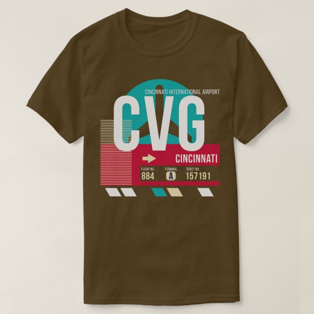 Camiseta Cincinnati Ohio CVG Airport Code Baggauge E (Frente do Design)
