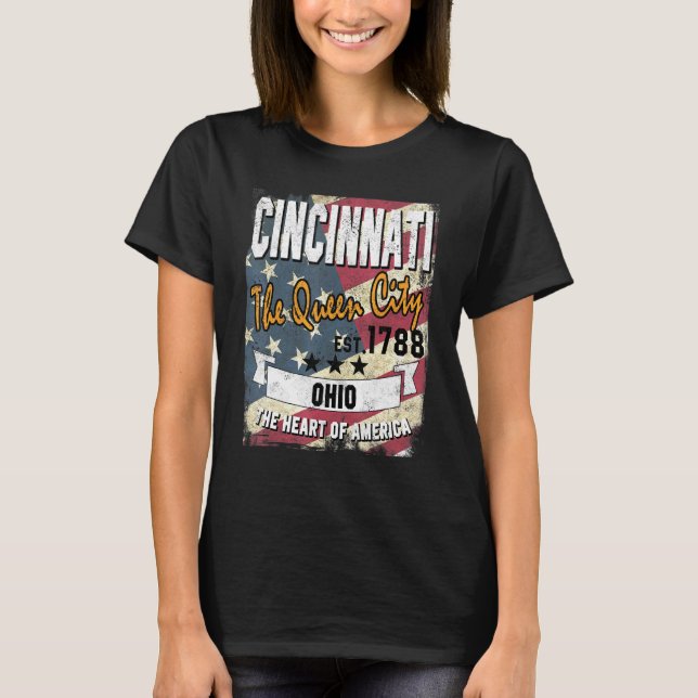 Camiseta Cincinnati Ohio Oh Distante Estado de Bandeira Ame (Frente)