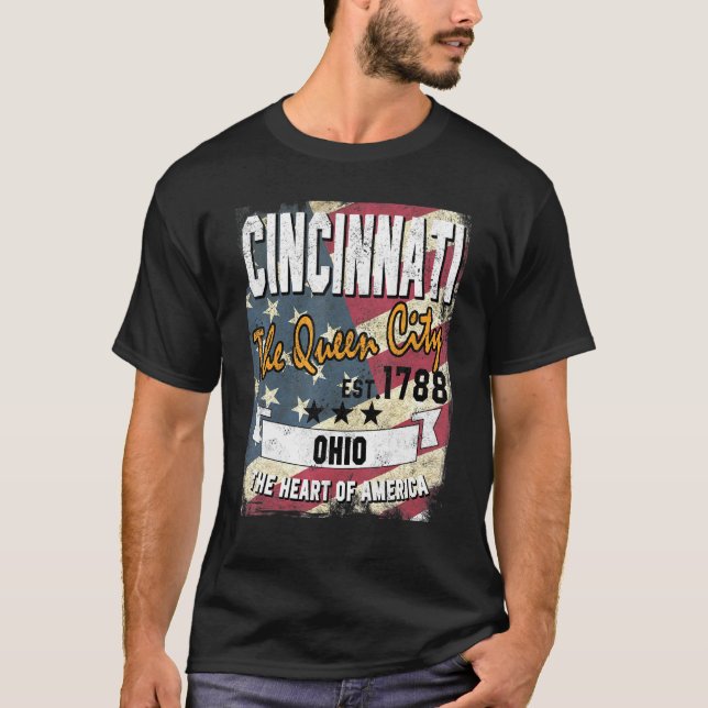 Camiseta Cincinnati Ohio Oh Distante Estado de Bandeira Ame (Frente)