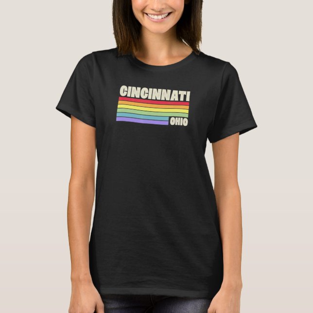 Camiseta Cincinnati Ohio Pride Rainbow Flag Orgulho gay Mer (Frente)