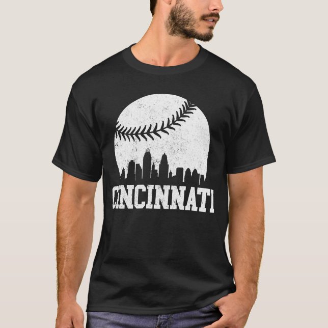 Camiseta Cincinnati Vintage Baseball em Greve de Gameday (Frente)