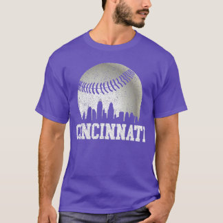 Camiseta Cincinnati Vintage Baseball Gameday Retrô Desgasta