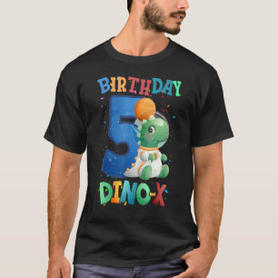 Camiseta Cinco Astronautas Espaciais Dino de 5 Anos Astrona