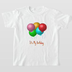 Camiseta Cinco Balões de Aniversário É o meu Costume de Ani